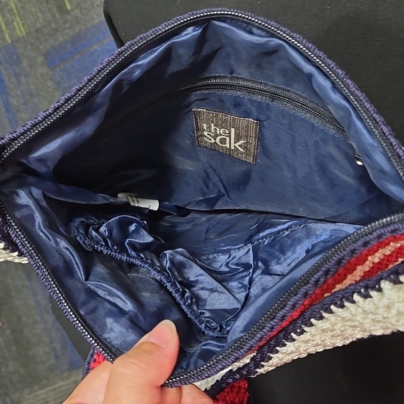 The SAK-Red/White/Blue Flag Crochet Knit Patriotic Shoulder Bag Satchel - Picture 10 of 16